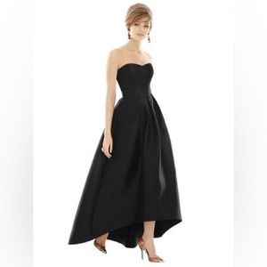 Alfred Sung Strapless Sweetheart Satin High Low Gown Style - D699s - Size 6
